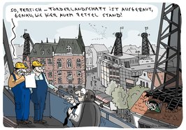Cartoon über den Ausbau der Förderlandschaft in Oldenburg. Illustration: Hannes Mercker