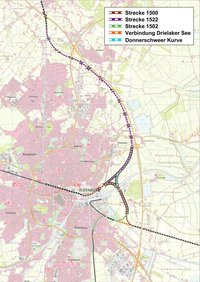 Karte mit Vorschlag zur Eisenbahnumgehungstrasse. Foto: Stadt Oldenburg