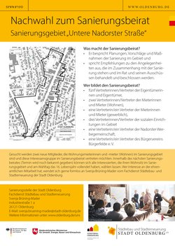 Plakat für die Neuwahl der Mietervertreter (Wohnen) im Sanierungsgebiet Untere Nadorster Straße. Quelle: Stadt Oldenburg
