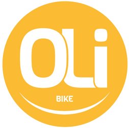 Logo OLi-Bike, weiße Schrift auf orangenem Grund. Grafik: Bremer Tageszeitungen AG