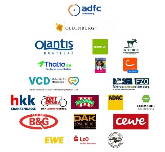 Logos der Unterstützer bei STADTRADELN 2018. Quelle: Stadt Oldenburg