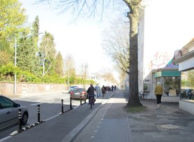 Visualisierung der „Protected Bike Lane“ an der Unteren Nadorster Straße. Quelle: Stadt Oldenburg