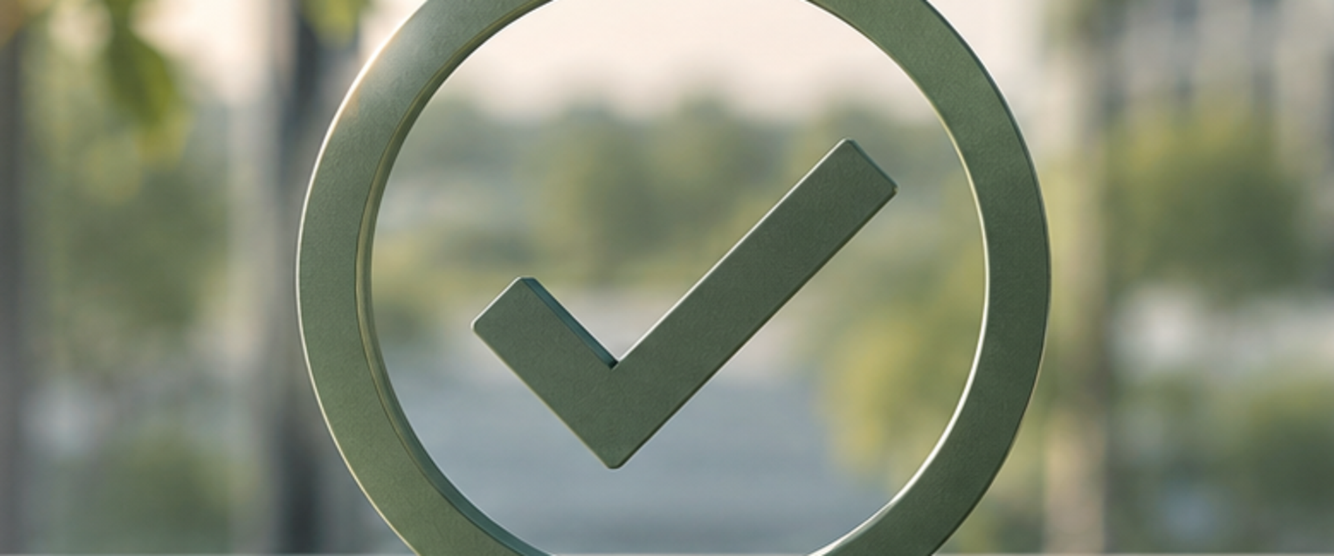 Grüner Hintergrund mit Abgehakt-Symbol im Vordergrund 