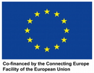Logo Europäische Union (EU): Co-finances by the Connecting Europe Facility of the European Union. Quelle: EU