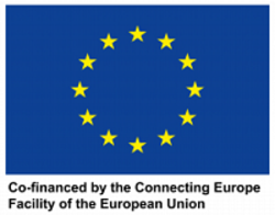 Logo Europäische Union (EU): Co-finances by the Connecting Europe Facility of the European Union. Quelle: EU