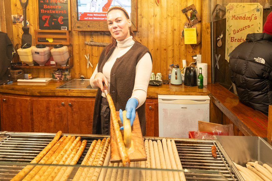 Mondorf's Bauernbratwurst auf dem Lamberti-Markt 2025. Foto: Sascha Stüber
