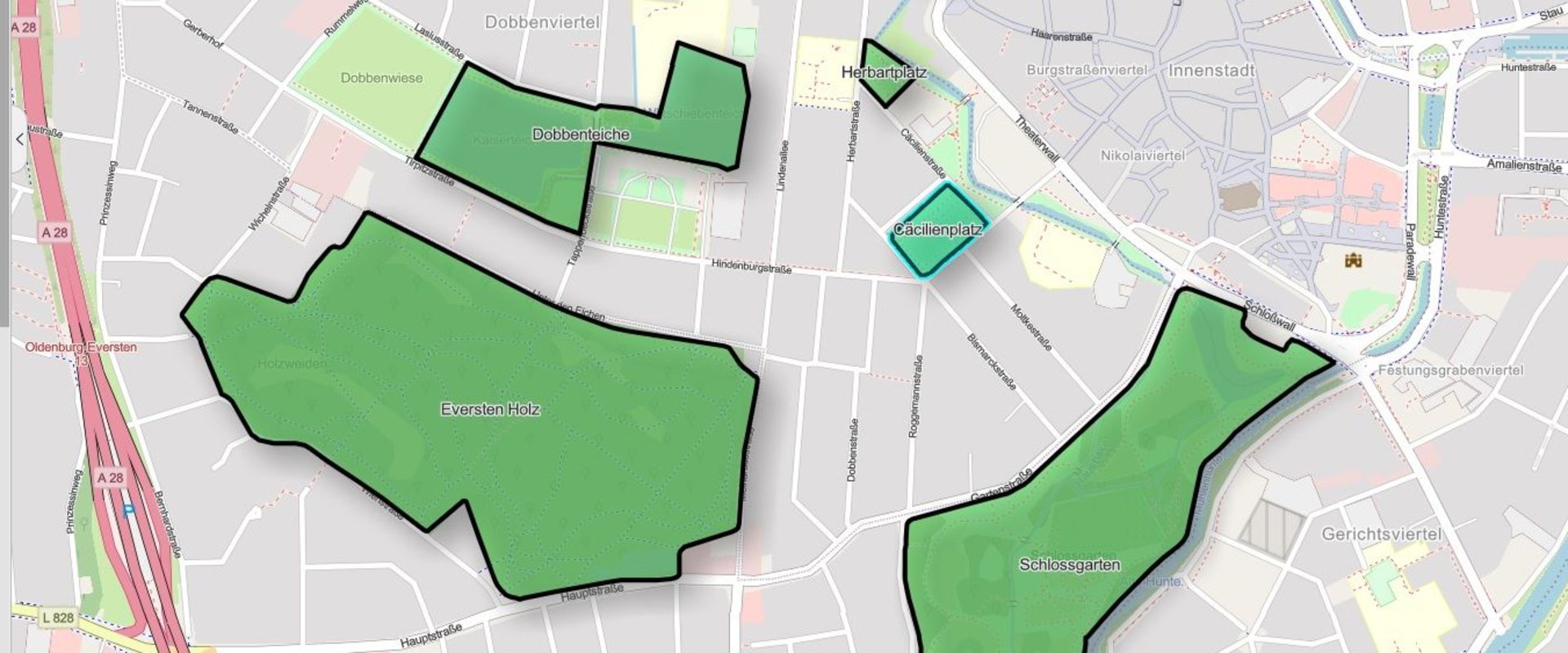 Digitaler Stadtplan zeigt kühle Orte in und um Oldenburg. Foto: Stadt Oldenburg
