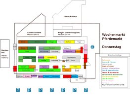 Plan des Wochenmarktes Pferdemarkt donnerstags. Plan: Stadt Oldenburg