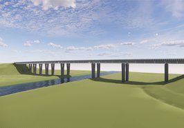Visualisierung der geplanten Huntebrücke. Frontalansicht von Westen. Foto: Autobahn GmbH des Bundes