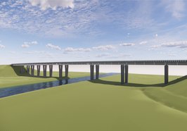 Visualisierung der geplanten Huntebrücke. Frontalansicht von Westen. Foto: Autobahn GmbH des Bundes