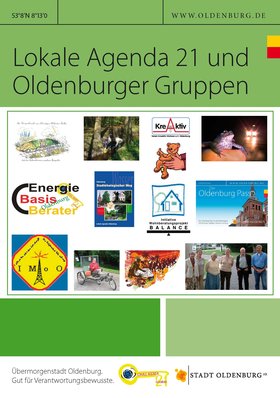 Deckblatt der Broschüre „Lokale Agenda 21 und Oldenburg Gruppen“ mit Logos der Agenda-Gruppen. Grafik: Stadt Oldenburg