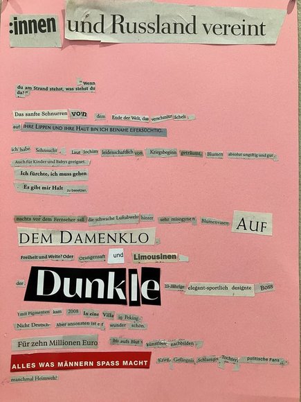 Die Textcollage wurde von Teilnehmerinnen der Schreibwerkstatt erstellt. Foto: Literaturhaus Oldenburg