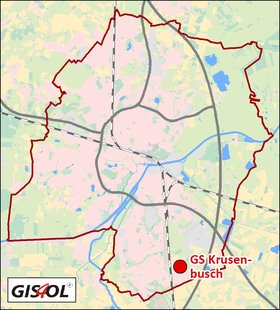 Lage der Grundschule Krusenbusch. Klick führt zur Karte. Quelle: GIS4OL