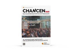 Titelseite des CHANCEN-Sonderhefts „40. Kontaktpunkt Wirtschaft – eine Oldenburger Erfolgsgeschichte“. Foto: Mohssen Assanimoghaddam. Titelgestaltung: Stockwerk2