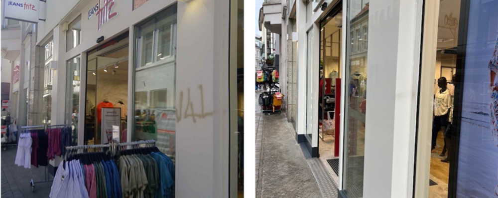 Aktion „einWANDfrei saubere City“ – Vorher/Nachher Staulinie 4. Foto: Projekt „einWANDfrei“/Stadt Oldenburg