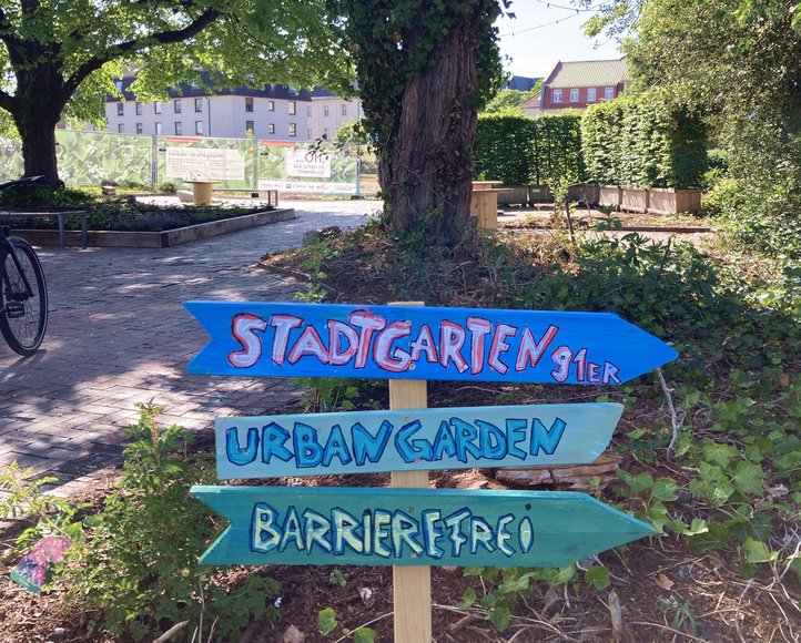 Wegweiser zum Stadtgarten an der 91er-Straße. Foto: Stadt Oldenburg