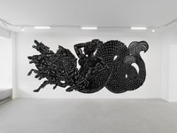 Aus der Ausstellung „BAD NEWS“: „Skylla, das Meeresungeheuer“, ein großformatiger Papierschnitt von Sonja Yakovleva. Bereitgestellt von der Künstlerin und Robert Goldberg, Berlin. Foto: Roman März Foto: Roman März