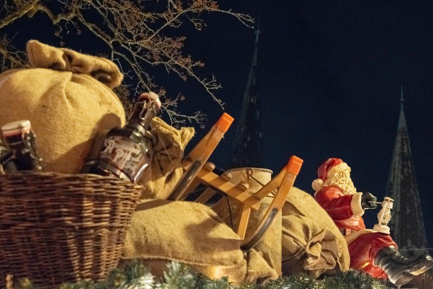 Deko auf einer Hütte auf dem Lamberti-Markt 2021. Foto: Sascha Stüber