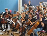 Teilnehmer des „Groovy-Strings"-Workshops, Foto: Landesmusikrat Sachsen
