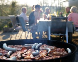 Grillparty mit Freunden im Garten. Foto: Rainer Sturm/Pixelio.de