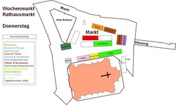 Plan des Wochenmarktes Rathausmarkt donnerstags. Plan: Stadt Oldenburg Plan des Wochenmarktes Rathausmarkt donnerstags. Plan: Stadt Oldenburg