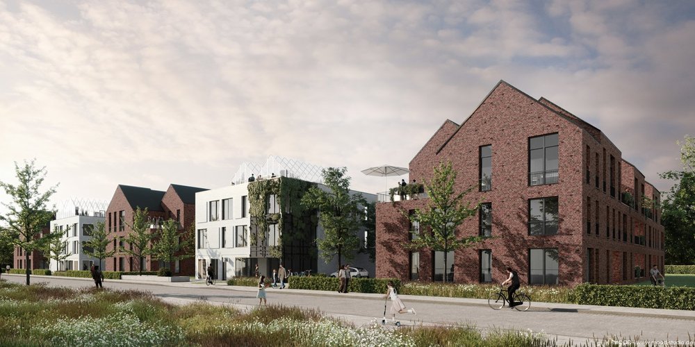 Straßenansicht des zukünftigen Wohnkomplexes. Foto: BOMA Architekten