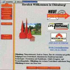 Screenshot der Website „www.oldenburg.de“ in den Anfängen. Quelle: Stadt Oldenburg Screenshot der Website „www.oldenburg.de“ in den Anfängen. Quelle: Stadt Oldenburg