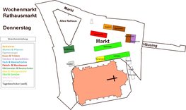 Plan des Wochenmarktes Rathausmarkt donnerstags. Plan: Stadt Oldenburg