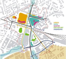 Plan von der Nördlichen Innenstadt mit Nutzungsstruktur und Vernetzung