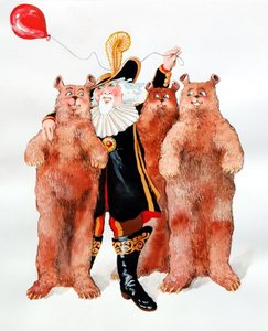 Der Graf mit drei Bären mit einem roten Luftballon. Bild: Klaus Beilstein