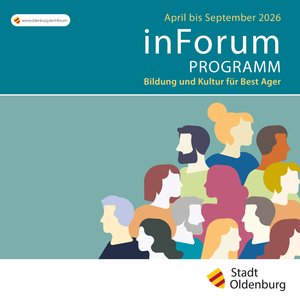 Titelbild inForum Programmheft April bis September 2026. Grafik: Gerlinde Dominighaus.
