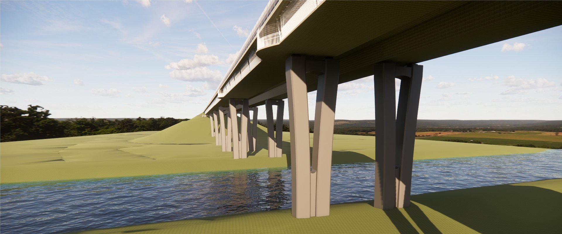 Visualisierung der geplanten Huntebrücke von schräg unten. Foto: Autobahn GmbH des Bundes