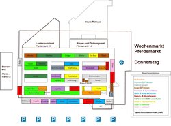 Plan des Wochenmarktes Pferdemarkt donnerstags. Plan: Stadt Oldenburg