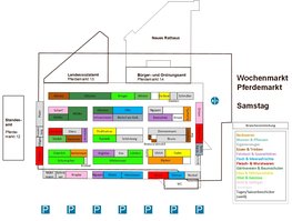 Plan des Wochenmarktes Pferdemarkt samstags. Plan: Stadt Oldenburg