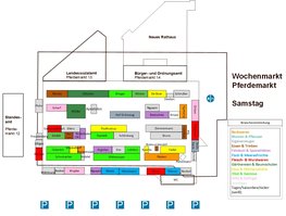 Plan des Wochenmarktes Pferdemarkt samstags. Plan: Stadt Oldenburg