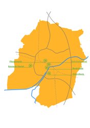 Übersicht der abgeschlossenen Stadterneuerungsgebiete. Grafik: Stadt Oldenburg