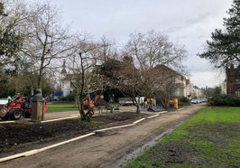 Pflanz- und Sanierungsarbeiten am Cäcilienplatz Ende Februar. Foto: Stadt Oldenburg