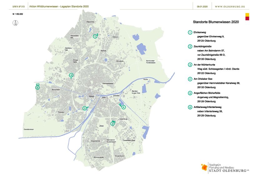 Lageplan Blumenwiesen 2020  Grafik: Stadt Oldenburg