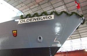 Schriftzug "Oldenburg" auf der Korvette Oldenburg. Foto: Stadt Oldenburg Schriftzug "Oldenburg" auf der Korvette Oldenburg. Foto: Stadt Oldenburg