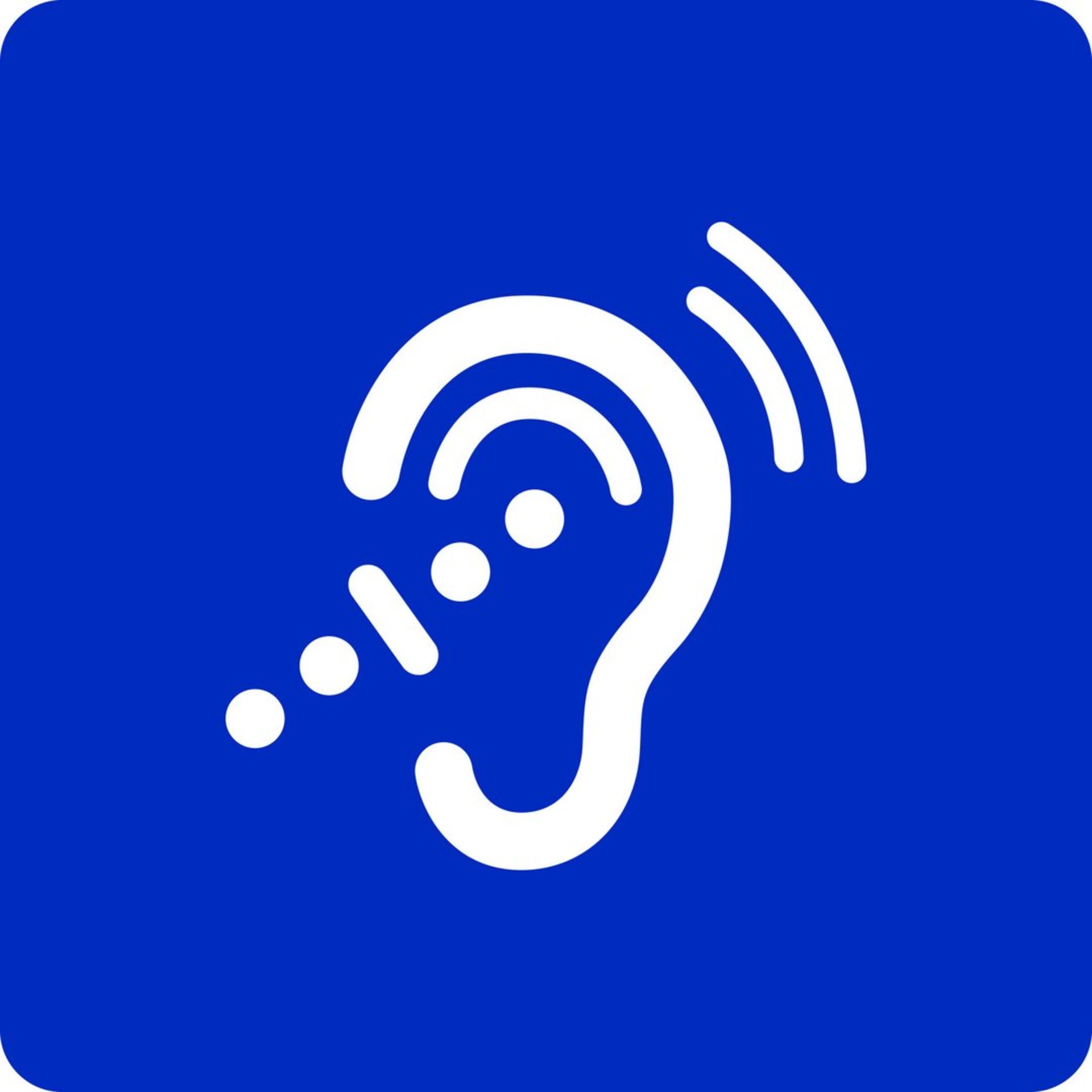 Audio-Icon Ohr vor blauem Hintergrund. Quelle: Tsvetina/AdobeStock