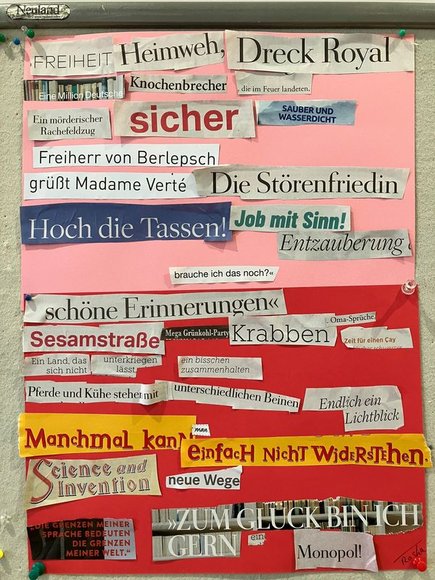 Die Textcollage wurde von Teilnehmerinnen der Schreibwerkstatt erstellt. Foto: Literaturhaus Oldenburg