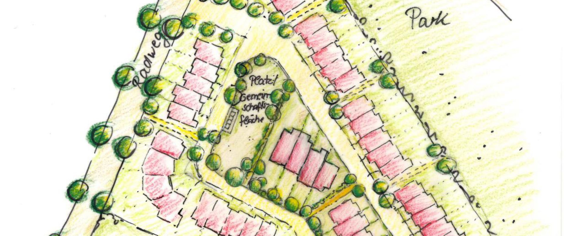 In einem Teil des Helleheide-Quartiers plant die Stadt das Projekt ModellFlieger – exklusiv für Baugemeinschaften, klima- und familienfreundlich und vor allem bezahlbar. Grafik: Stadt Oldenburg