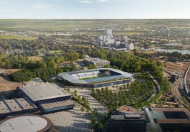 So soll das neue Stadion an der Maastrichter Straße aus der Vogelperspektive aussehen. Quelle: Stadion Oldenburg GmbH & Co. KG