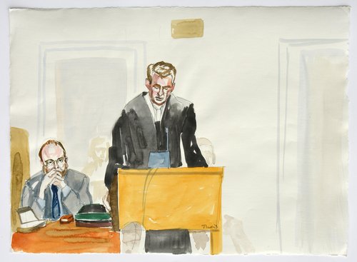 Cony Theis, Gerichtszeichnung, 2001, Prozess Entführung J.P. Reemtsma, Landesgericht Hamburg © VG Bild-Kunst.jpg