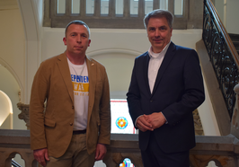 Oberbürgermeister Jürgen Krogmann empfing eine ukrainische Delegation aus Chervonohrad um Bürgermeister Andriy Zalivskyy im Oldenburger Rathaus. Foto: Stadt Oldenburg