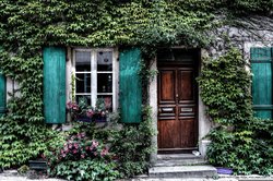 Belgische Haustür umrahmt von Efeu. Foto: TheoRivierenlaan/Pixabay