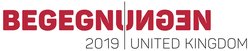 Logo der UK Begegnungen 2019. Grafik: Stadt Oldenburg Logo der UK Begegnungen 2019: Das Wort Begegnungen, in roter und teilweise gespiegelter Schrift, darunter die Worte „2019 United Kingdon“ in schwarz. Grafik: Stadt Oldenburg