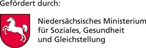 Logo: Gefördert durch das Niedersächsische Ministerium für Soziales, Gesundheit und Gleichstellung. Logo: Nds. Ministerium