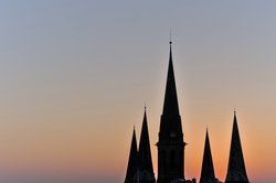 Türme der St. Lambertikirche bei Sonnenuntergang. Foto: Paul Schwartzkopff 