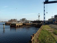 Brand Werft von der Hunte aus. Foto: Rolf Scharfenberg